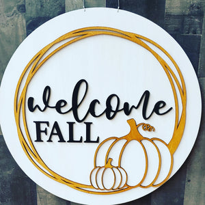 Welcome Fall Outline Pumpkins